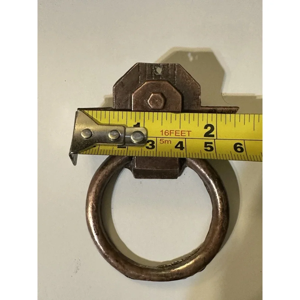 Antique Art Deco Ring Drawer Pulls Set of‎ 2 Copper Brass Tone Cabinet Hardware